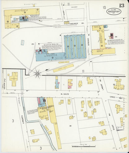 Sanborn Fire Insurance Map from Brockport, Monroe County, New York (1909), Sheet #0013 - Complete Map Set gallery image, historic Sanborn map, vintage wall art, New York New York