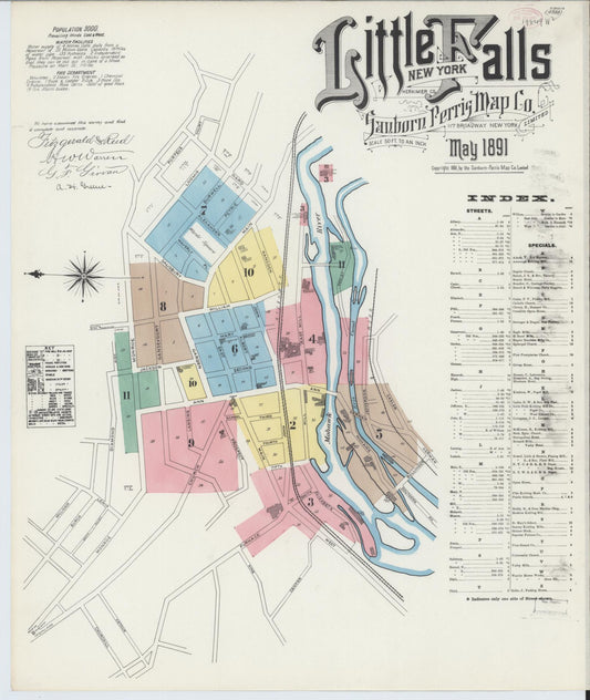 Sanborn Fire Insurance Map from Little Falls, Herkimer County, New York. (1891) – Historic Sanborn Fire Insurance Map Print