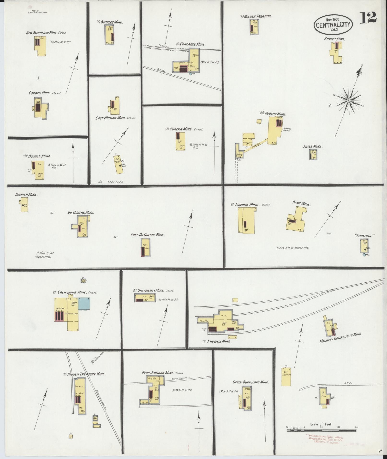 Sanborn Fire Insurance Map from Central City, Gilpin County, Colorado (1900), Sheet #0012 - Historic Sanborn Fire Insurance Map Print, vintage old map wall art, antique decor, genealogy gift, Colorado Colorado map