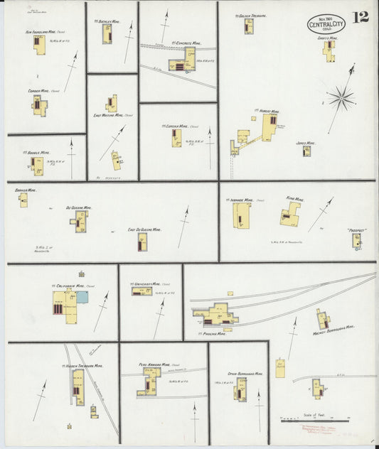 Sanborn Fire Insurance Map from Central City, Gilpin County, Colorado (1900), Sheet #0012 - Historic Sanborn Fire Insurance Map Print, vintage old map wall art, antique decor, genealogy gift, Colorado Colorado map