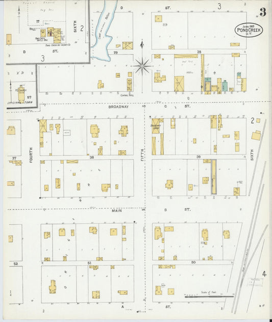 Sanborn Fire Insurance Map from Pond Creek, Grant County, Oklahoma (1905), Sheet #0003 - Historic Sanborn Fire Insurance Map Print, vintage old map wall art, antique decor, genealogy gift, Oklahoma Oklahoma map