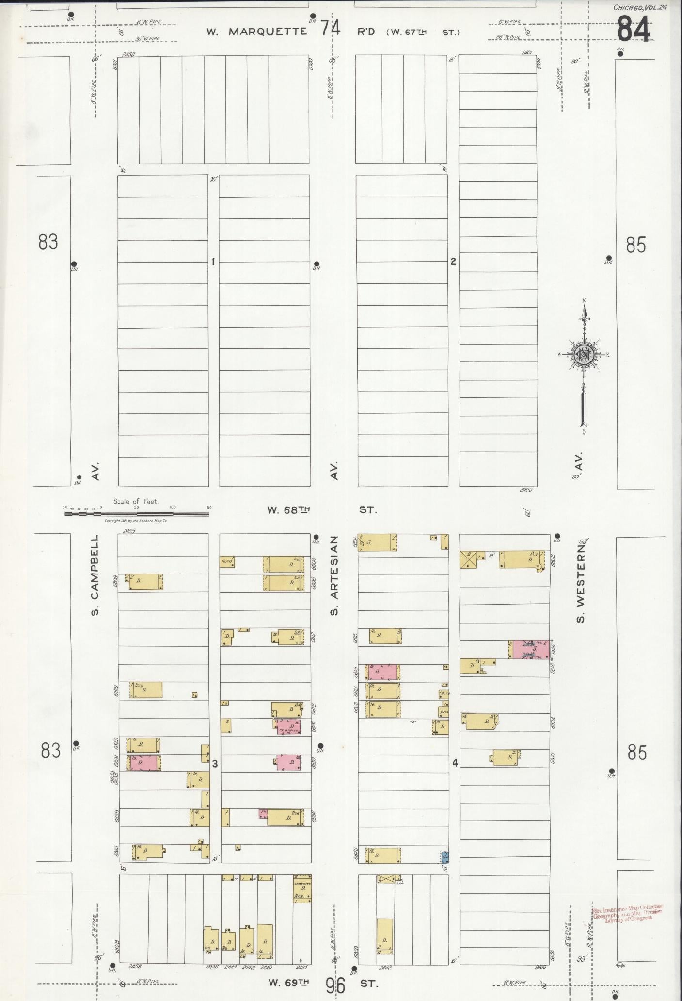 Sanborn Fire Insurance Map from Chicago, Cook County, Illinois (1920), Sheet #0084 - Historic Sanborn Fire Insurance Map Print, vintage old map wall art, antique decor, genealogy gift, Illinois Illinois map