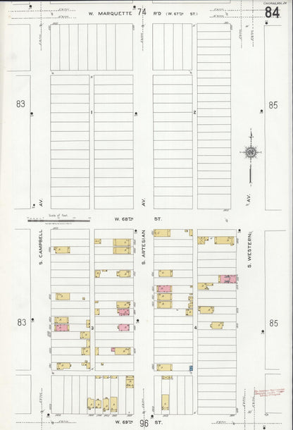 Sanborn Fire Insurance Map from Chicago, Cook County, Illinois (1920), Sheet #0084 - Historic Sanborn Fire Insurance Map Print, vintage old map wall art, antique decor, genealogy gift, Illinois Illinois map