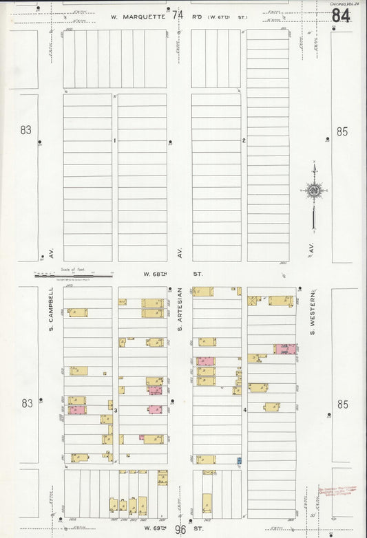 Sanborn Fire Insurance Map from Chicago, Cook County, Illinois (1920), Sheet #0084 - Historic Sanborn Fire Insurance Map Print, vintage old map wall art, antique decor, genealogy gift, Illinois Illinois map