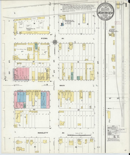Sanborn Fire Insurance Map from Mountain View, Kiowa County, Oklahoma (1909), Sheet #0001 - Historic Sanborn Fire Insurance Map Print, vintage old map wall art, antique decor, genealogy gift, Oklahoma Oklahoma map