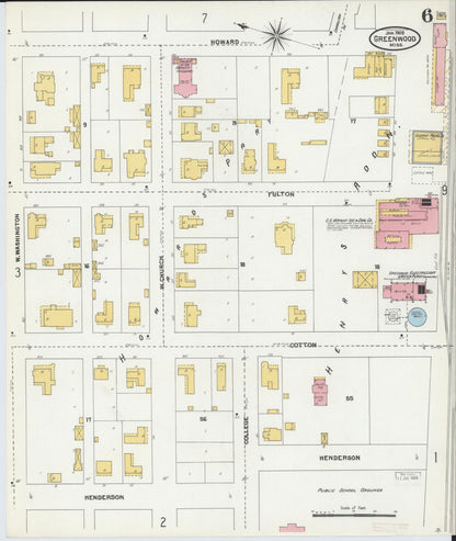 Sanborn Fire Insurance Map from Greenwood, Leflore County, Mississippi (1905), Sheet #0006 - Complete Map Set gallery image, historic Sanborn map, vintage wall art, Mississippi Mississippi