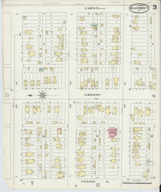 Sanborn Fire Insurance Map from Oklahoma City, Oklahoma County, Oklahoma (1896), Sheet #0003 - Historic Sanborn Fire Insurance Map Print, vintage old map wall art, antique decor, genealogy gift, Oklahoma City Oklahoma map