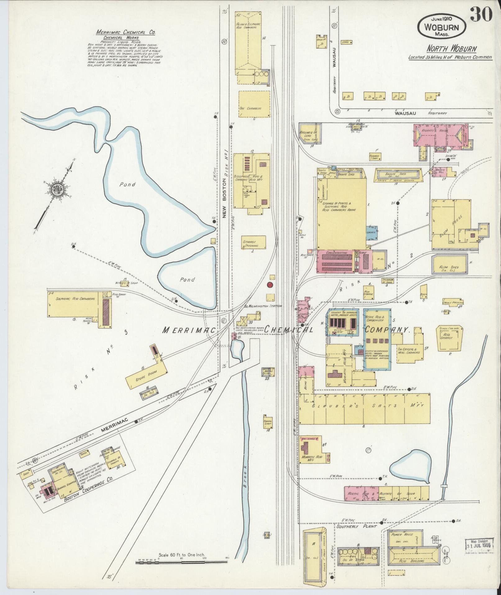 Sanborn Fire Insurance Map from Woburn, Middlesex County, Massachusetts (1910), Sheet #0030 - Complete Map Set gallery image, historic Sanborn map, vintage wall art, Massachusetts Massachusetts