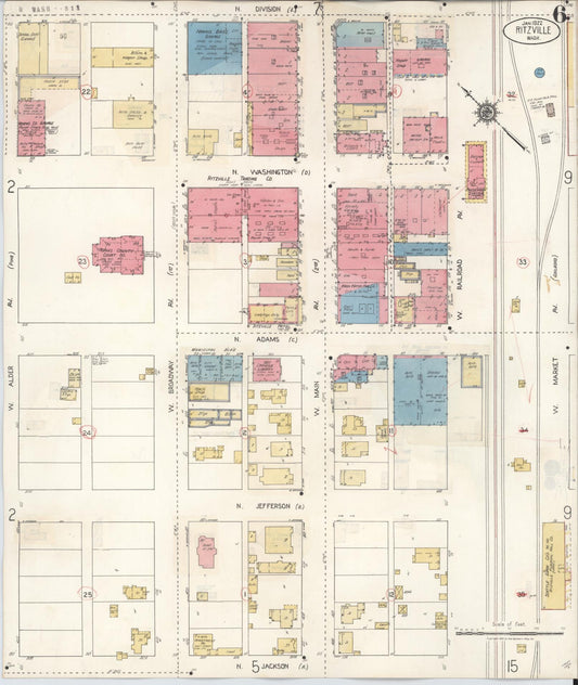 Sanborn Fire Insurance Map from Ritzville, Adams County, Washington (1939), Sheet #0006 - Historic Sanborn Fire Insurance Map Print, vintage old map wall art, antique decor, genealogy gift, Washington Washington map