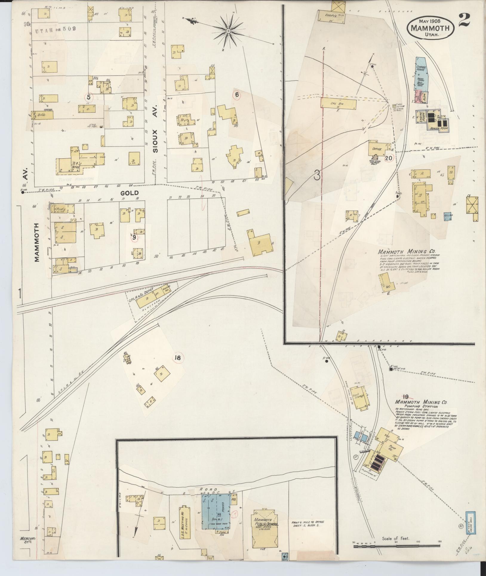 Sanborn Fire Insurance Map from Mammoth, Juab County, Utah (1931), Sheet #0002 - Complete Map Set gallery image, historic Sanborn map, vintage wall art, Utah Utah