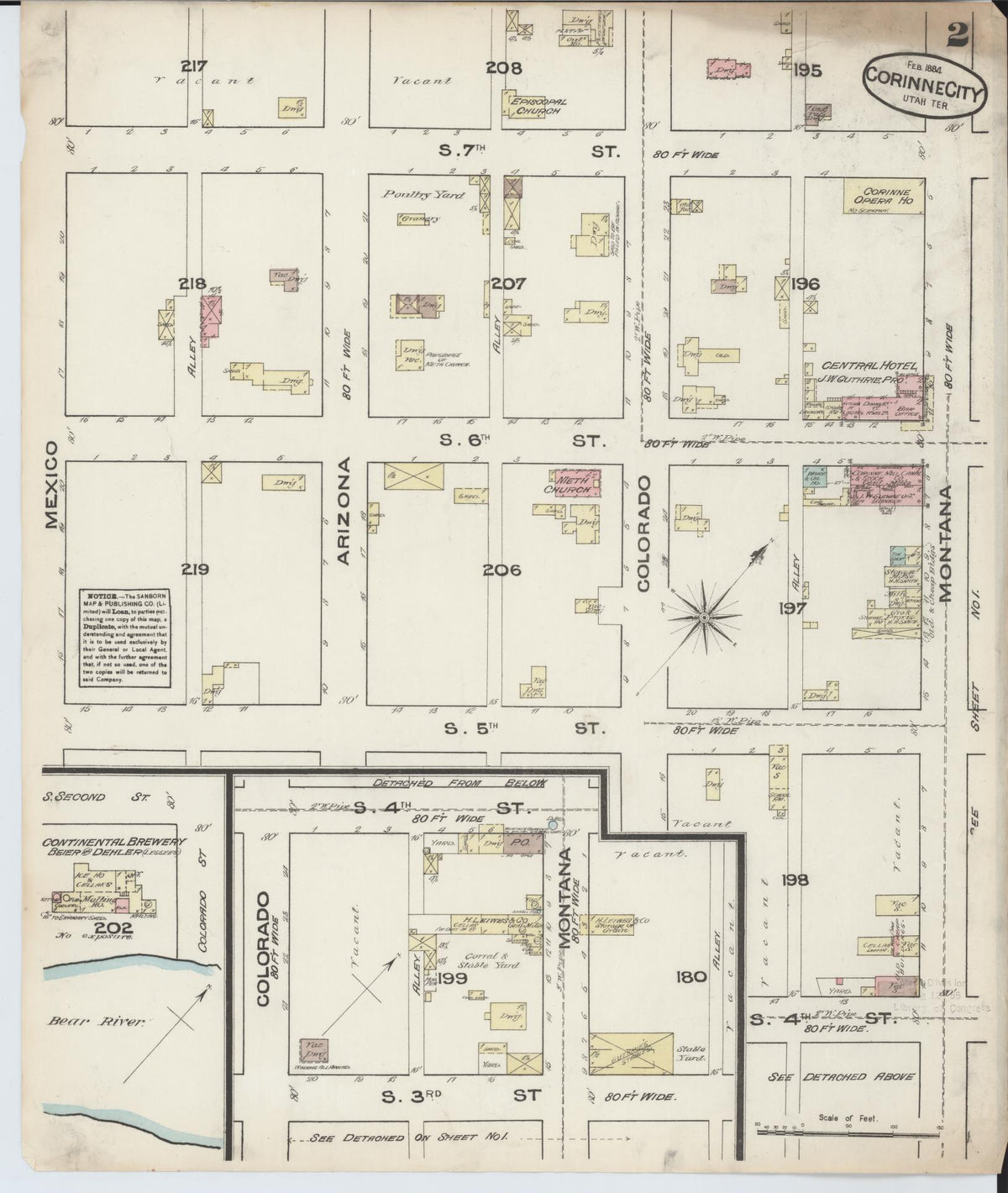 Sanborn Fire Insurance Map from Corinne, Box Elder County, Utah (1884), Sheet #0002 - Complete Map Set gallery image, historic Sanborn map, vintage wall art, Utah Utah