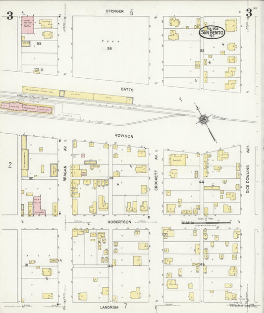 Sanborn Fire Insurance Map from San Benito, Cameron County, Texas (1925), Sheet #0003 - Historic Sanborn Fire Insurance Map Print, vintage old map wall art, antique decor, genealogy gift, Texas Texas map