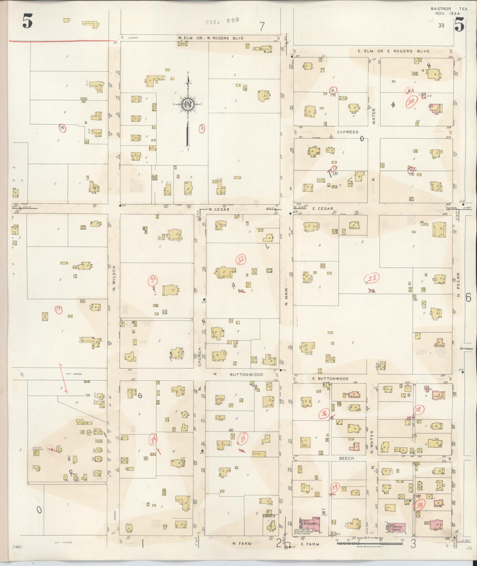 Sanborn Fire Insurance Map from Bastrop, Bastrop County, Texas (1944), Sheet #0005 - Complete Map Set gallery image, historic Sanborn map, vintage wall art, Texas Texas