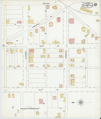 Sanborn Fire Insurance Map from Clearfield, Clearfield County, Pennsylvania (1904), Sheet #0009 - Complete Map Set gallery image, historic Sanborn map, vintage wall art, Pennsylvania Pennsylvania