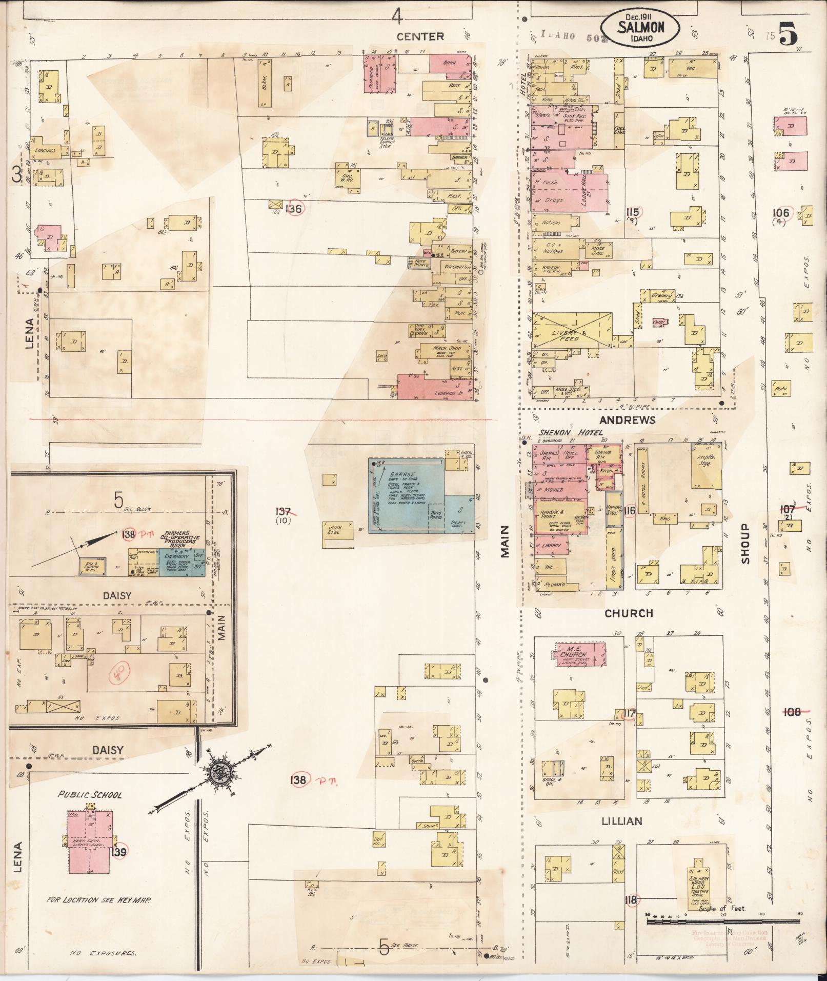 Sanborn Fire Insurance Map from Salmon City, Lemhi County, Idaho (1911), Sheet #0005 - Complete Map Set gallery image, historic Sanborn map, vintage wall art, Idaho Idaho
