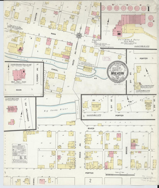 Sanborn Fire Insurance Map from Malvern, Carroll County, Ohio (1911), Sheet #0001 - Complete Map Set gallery image, historic Sanborn map, vintage wall art, Ohio Ohio