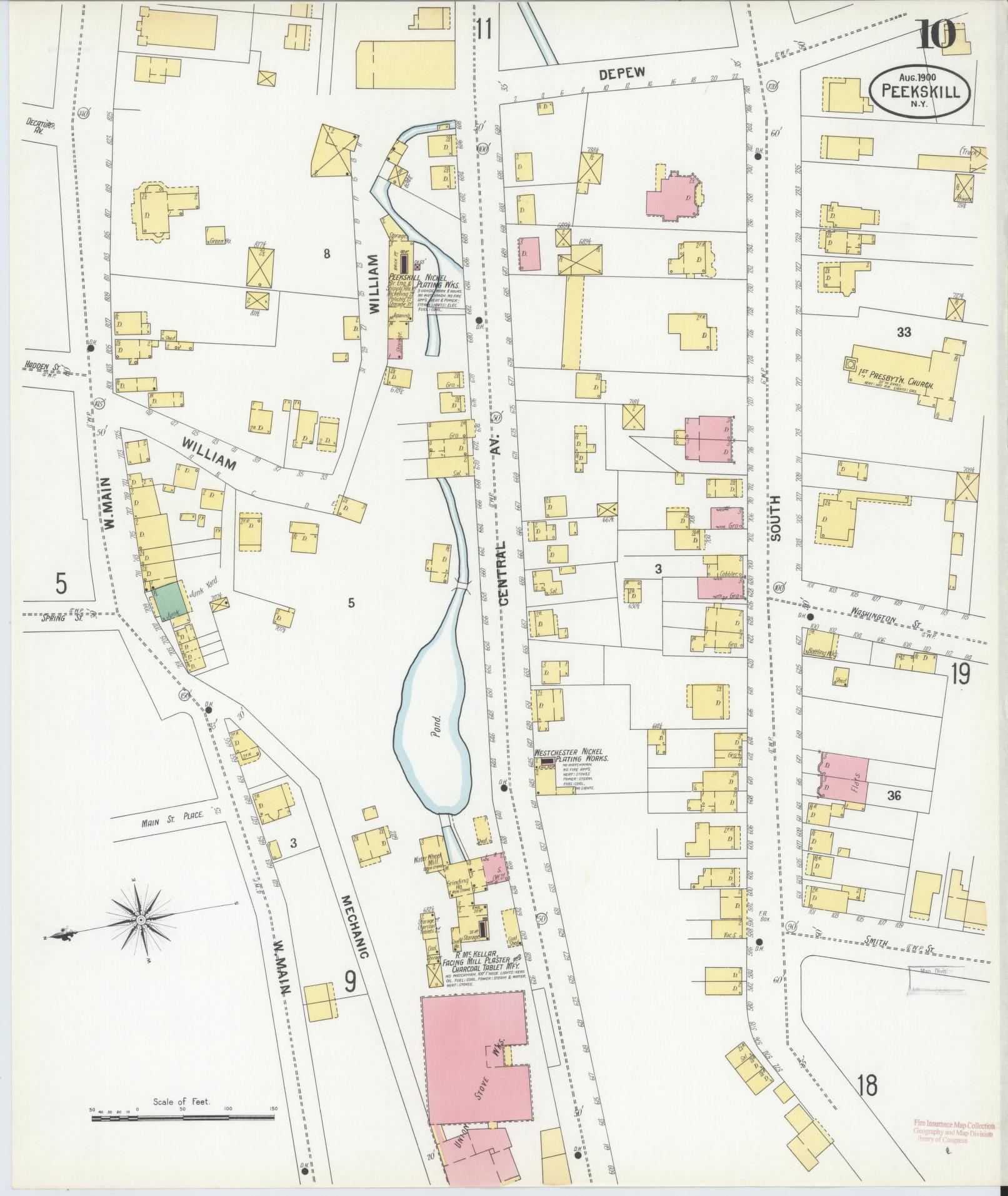 Sanborn Fire Insurance Map from Peekskill, Westchester County, New York (1900), Sheet #0010 - Complete Map Set gallery image, historic Sanborn map, vintage wall art, New York New York