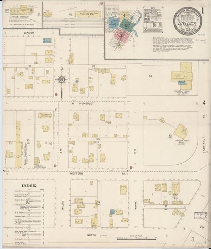 Sanborn Fire Insurance Map from Lovelock, Pershing County, Nevada (1914), Sheet #0001 - Complete Map Set gallery image, historic Sanborn map, vintage wall art, Nevada Nevada