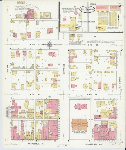 Sanborn Fire Insurance Map from Upper Sandusky, Wyandot County, Ohio (1911), Sheet #0005 - Historic Sanborn Fire Insurance Map Print, vintage old map wall art, antique decor, genealogy gift, Ohio Ohio map
