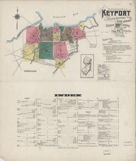 Sanborn Fire Insurance Map from Keyport, Monmouth County, New Jersey. (1923) – Historic Sanborn Fire Insurance Map Print