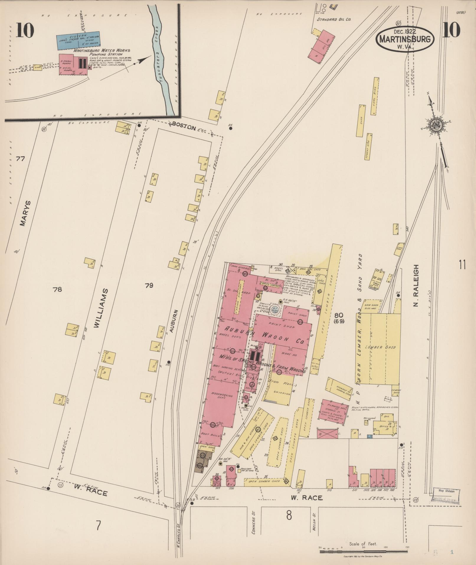 Sanborn Fire Insurance Map from Martinsburg, Berkeley County, West Virginia (1922), Sheet #0010 - Complete Map Set gallery image, historic Sanborn map, vintage wall art, West Virginia West Virginia