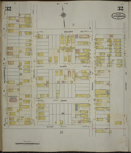 Sanborn Fire Insurance Map from Lackawanna, Erie County, New York (1950), Sheet #0032 - Historic Sanborn Fire Insurance Map Print, vintage old map wall art, antique decor, genealogy gift, New York New York map