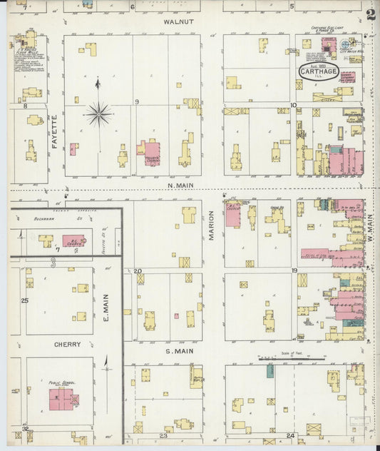 Sanborn Fire Insurance Map from Carthage, Hancock County, Illinois (1893), Sheet #0002 - Historic Sanborn Fire Insurance Map Print, vintage old map wall art, antique decor, genealogy gift, Illinois Illinois map