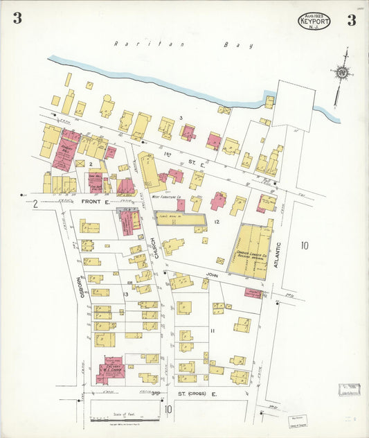 Sanborn Fire Insurance Map from Keyport, Monmouth County, New Jersey (1923), Sheet #0003 - Historic Sanborn Fire Insurance Map Print, vintage old map wall art, antique decor, genealogy gift, New Jersey New Jersey map