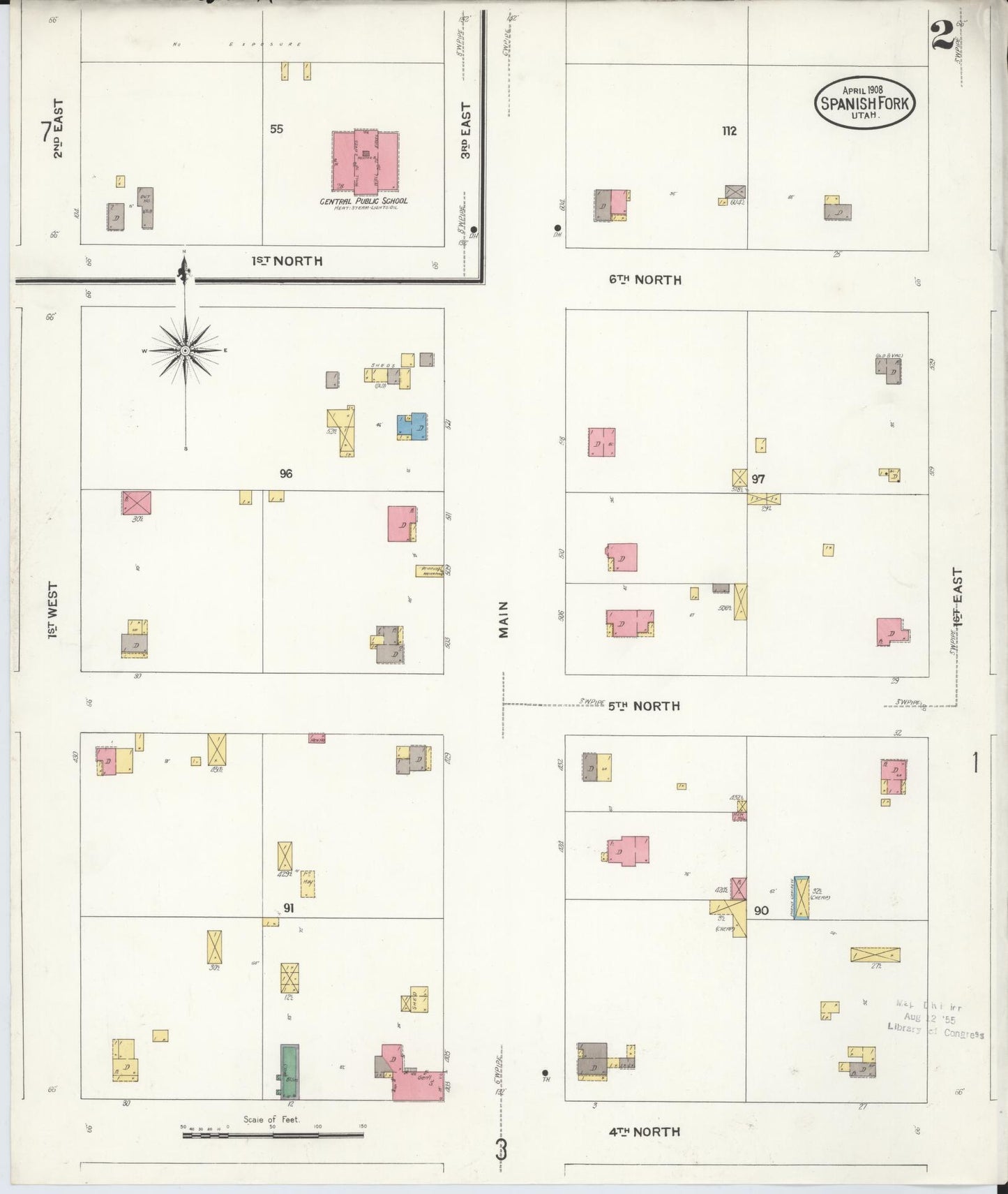 Sanborn Fire Insurance Map from Spanish Fork, Utah County, Utah (1908), Sheet #0002 - Complete Map Set gallery image, historic Sanborn map, vintage wall art, Spanish Fork Utah