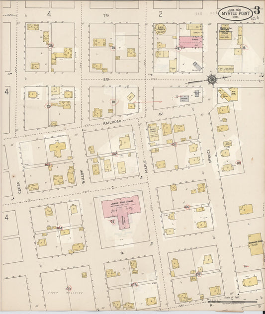 Sanborn Fire Insurance Map from Myrtle Point, Coos County, Oregon (1931), Sheet #0003 - Historic Sanborn Fire Insurance Map Print, vintage old map wall art, antique decor, genealogy gift, Oregon Oregon map