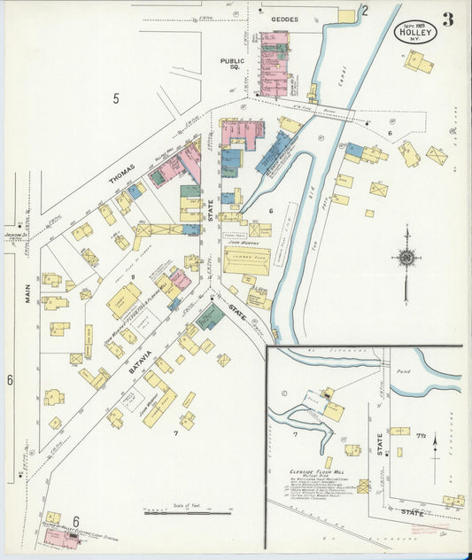 Sanborn Fire Insurance Map from Holley, Orleans County, New York (1909), Sheet #0003 - Historic Sanborn Fire Insurance Map Print, vintage old map wall art, antique decor, genealogy gift, New York New York map