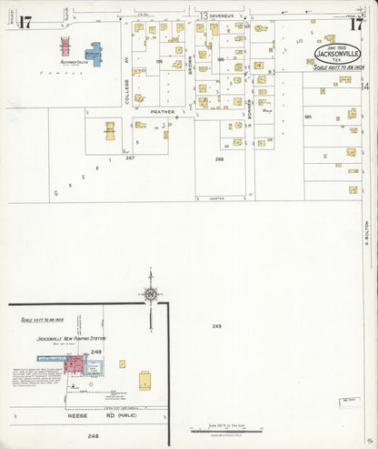 Sanborn Fire Insurance Map from Jacksonville, Cherokee County, Texas (1923), Sheet #0017 - Complete Map Set gallery image, historic Sanborn map, vintage wall art, Texas Texas
