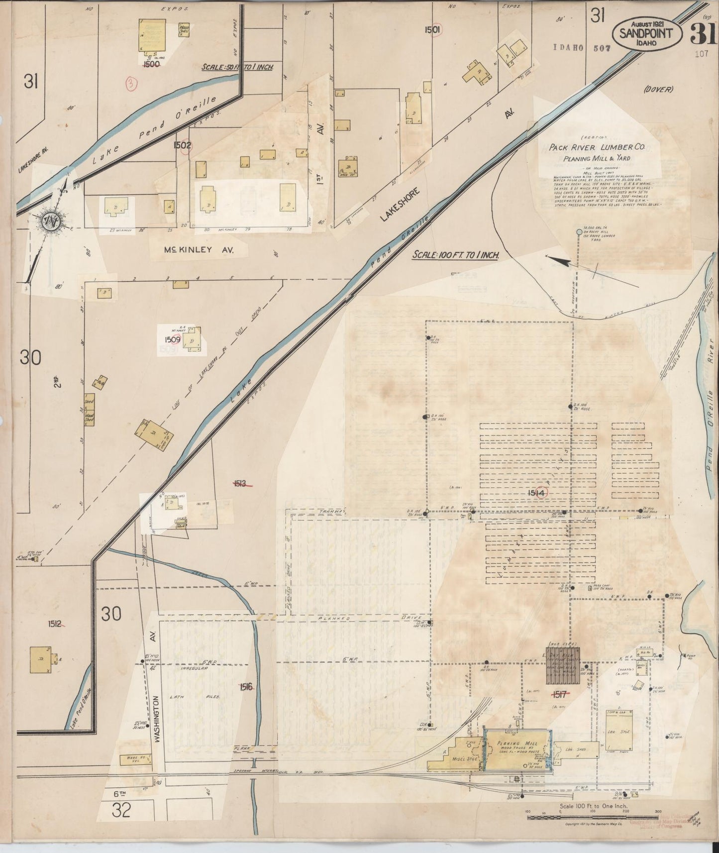 Sanborn Fire Insurance Map from Sandpoint, Bonner County, Idaho (1948), Sheet #0031 - Complete Map Set gallery image, historic Sanborn map, vintage wall art, Idaho Idaho
