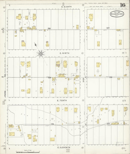 Sanborn Fire Insurance Map from Riverside, Riverside County, California (1895), Sheet #0016 - Complete Map Set gallery image, historic Sanborn map, vintage wall art, California California