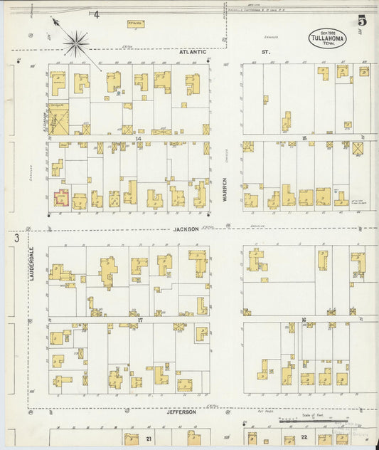 Sanborn Fire Insurance Map from Tullahoma, Coffee County, Tennessee (1902), Sheet #0005 - Historic Sanborn Fire Insurance Map Print, vintage old map wall art, antique decor, genealogy gift, Tennessee Tennessee map