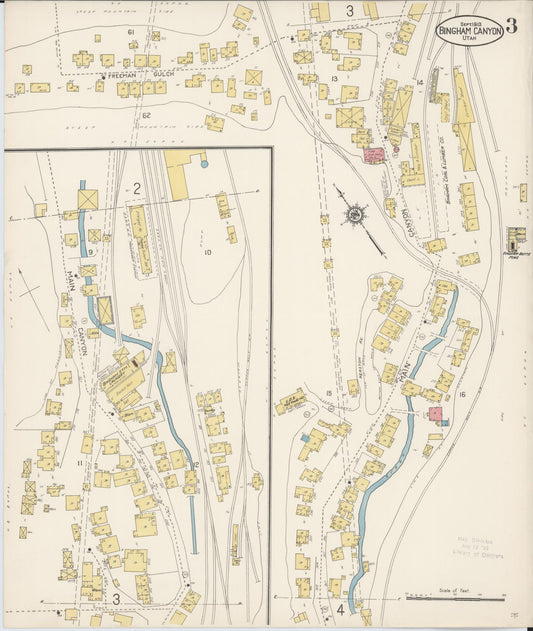 Sanborn Fire Insurance Map from Bingham Canyon, Salt Lake County, Utah (1913), Sheet #0003 - Historic Sanborn Fire Insurance Map Print, vintage old map wall art, antique decor, genealogy gift, Utah Utah map