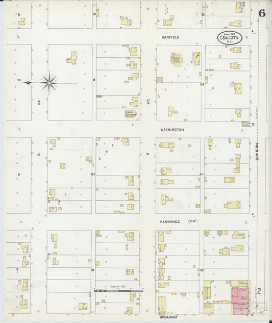 Sanborn Fire Insurance Map from Coal City, Grundy County, Illinois (1907), Sheet #0006 - Historic Sanborn Fire Insurance Map Print, vintage old map wall art, antique decor, genealogy gift, Illinois Illinois map