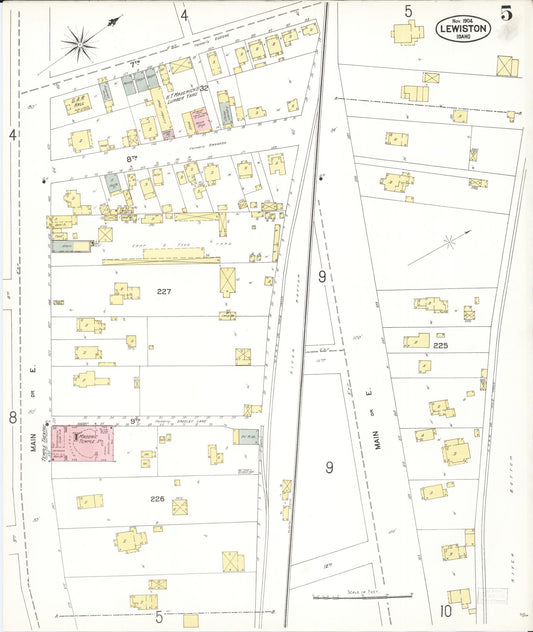 Sanborn Fire Insurance Map from Lewiston, Nez Perce County, Idaho (1904), Sheet #0005 - Historic Sanborn Fire Insurance Map Print, vintage old map wall art, antique decor, genealogy gift, Idaho Idaho map