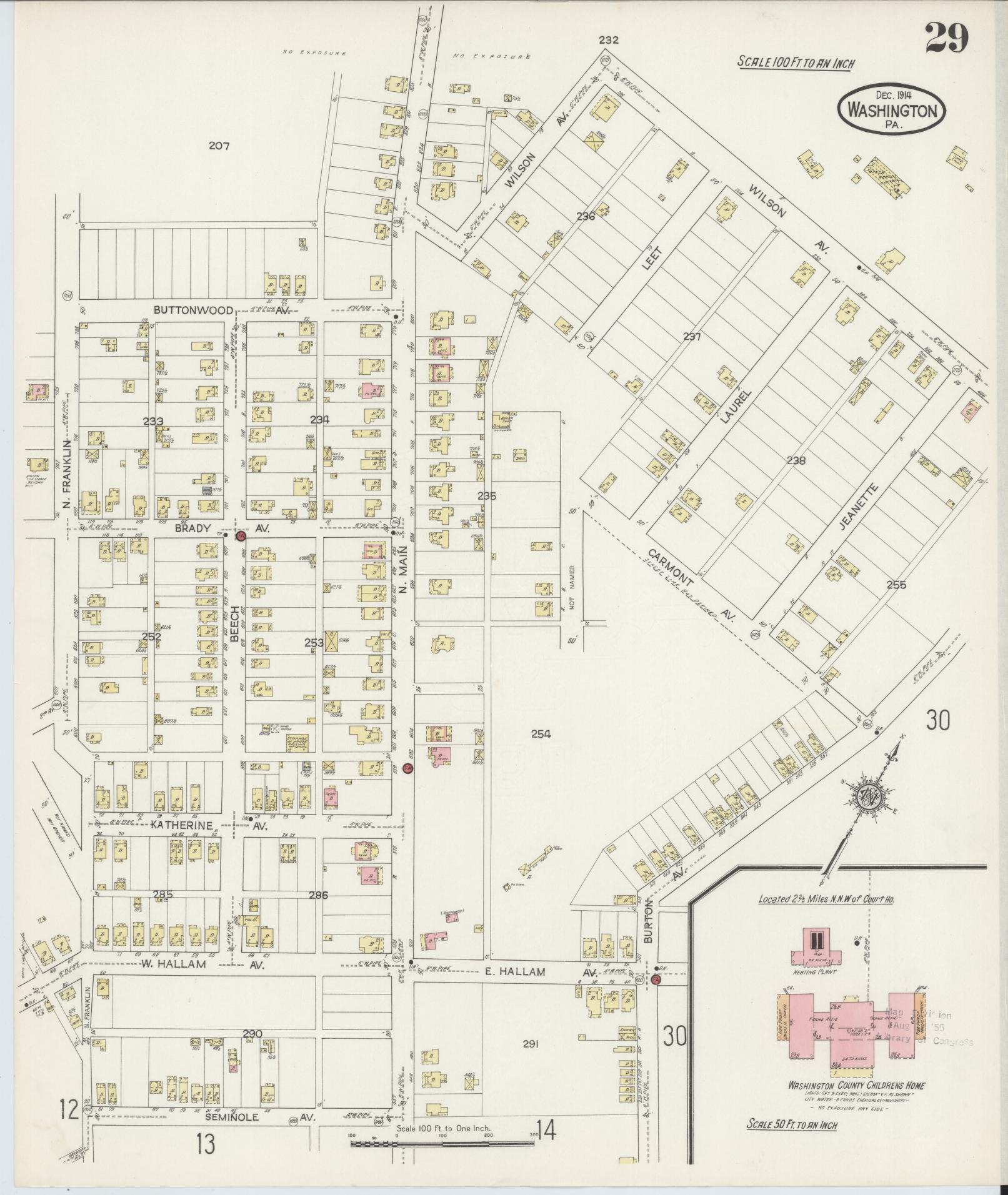Sanborn Fire Insurance Map from Washington, Washington County, Pennsylvania (1914), Sheet #0029 - Complete Map Set gallery image, historic Sanborn map, vintage wall art, Sanborn Fire Insurance Map from Washington Washington