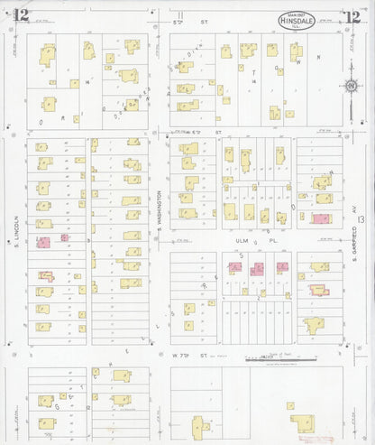 Sanborn Fire Insurance Map from Hinsdale, Du Page And Cook Counties, Illinois (1927), Sheet #0012 - Complete Map Set gallery image, historic Sanborn map, vintage wall art, Illinois Illinois