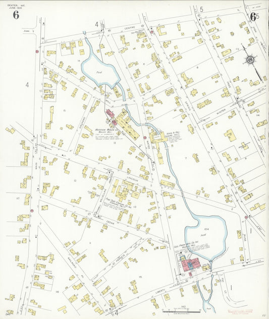 Sanborn Fire Insurance Map from Dexter, Penobscot County, Maine (1935), Sheet #0006 - Historic Sanborn Fire Insurance Map Print, vintage old map wall art, antique decor, genealogy gift, Maine Maine map
