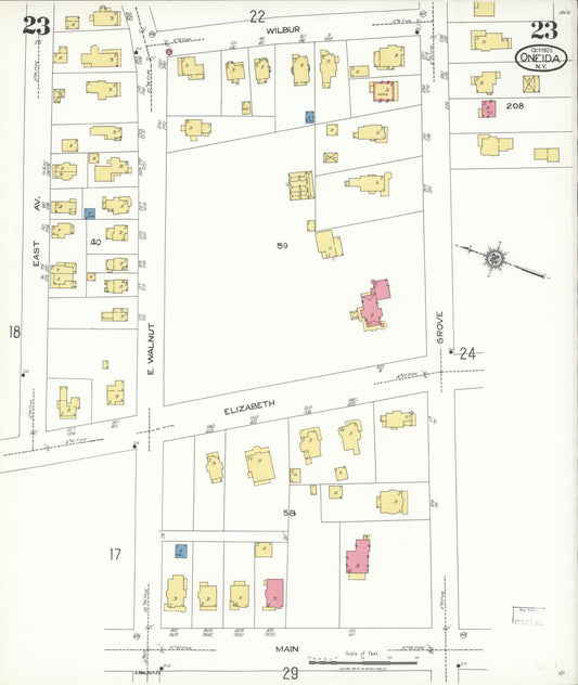 Sanborn Fire Insurance Map from Oneida, Madison County, New York (1923), Sheet #0023 - Historic Sanborn Fire Insurance Map Print, vintage old map wall art, antique decor, genealogy gift, New York New York map