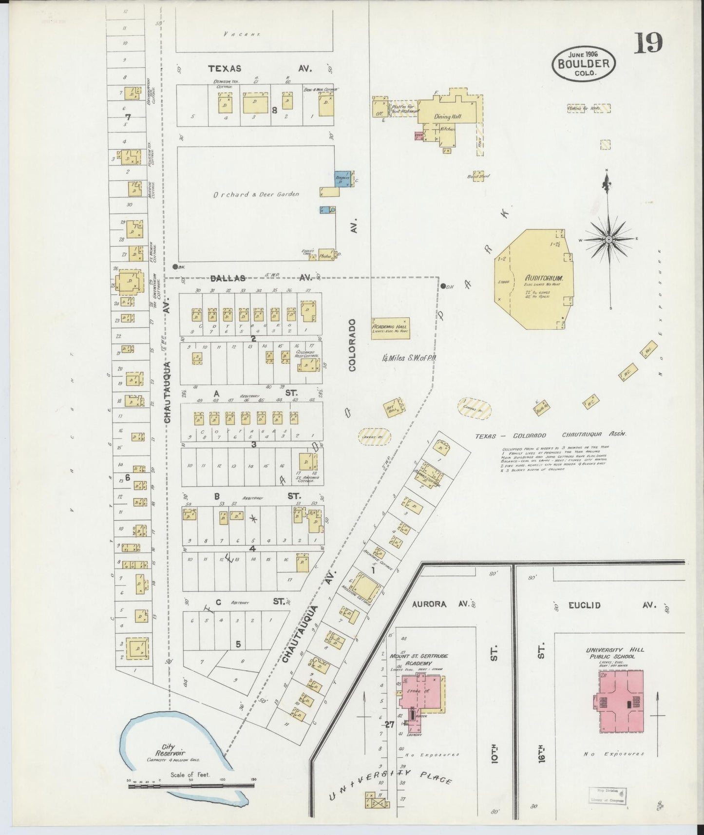 Sanborn Fire Insurance Map from Boulder, Boulder County, Colorado (1906), Sheet #0019 - Historic Sanborn Fire Insurance Map Print, vintage old map wall art, antique decor, genealogy gift, Colorado Colorado map