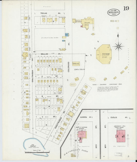 Sanborn Fire Insurance Map from Boulder, Boulder County, Colorado (1906), Sheet #0019 - Historic Sanborn Fire Insurance Map Print, vintage old map wall art, antique decor, genealogy gift, Colorado Colorado map