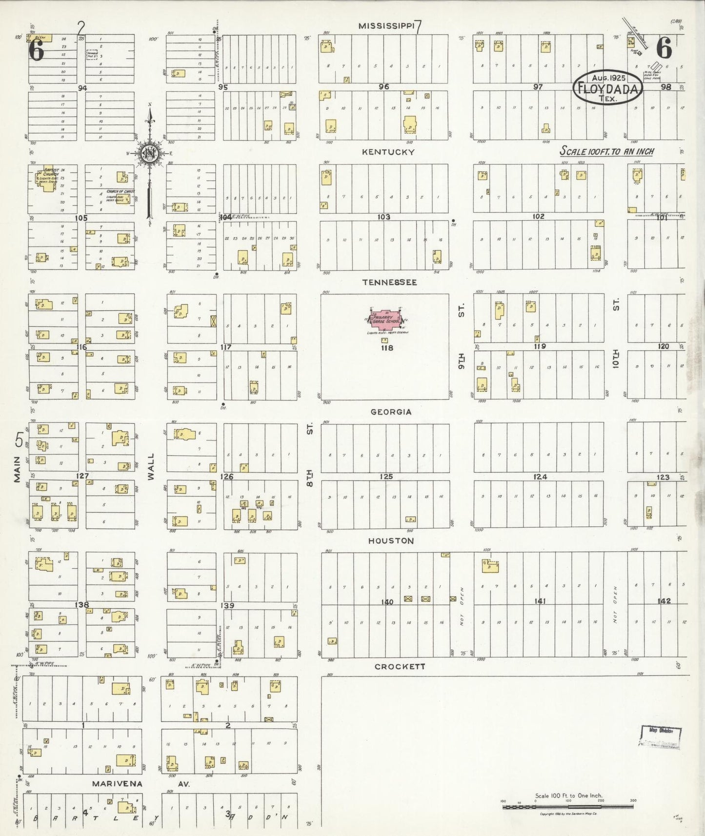 Sanborn Fire Insurance Map from Floydada, Floyd County, Texas (1925), Sheet #0006 - Complete Map Set gallery image, historic Sanborn map, vintage wall art, Texas Texas