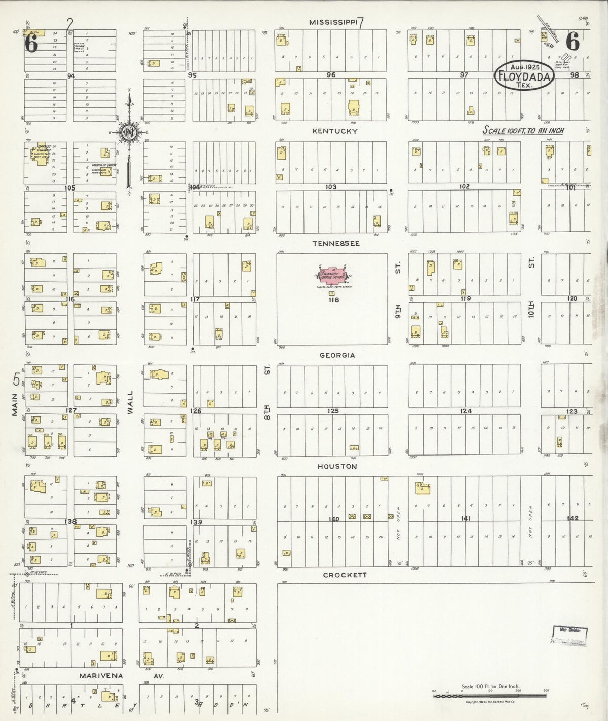 Sanborn Fire Insurance Map from Floydada, Floyd County, Texas (1925), Sheet #0006 - Complete Map Set gallery image, historic Sanborn map, vintage wall art, Texas Texas