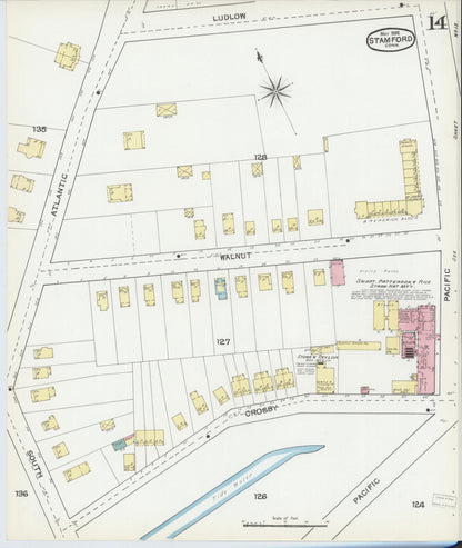 Sanborn Fire Insurance Map from Stamford, Fairfield County, Connecticut (1892), Sheet #0014 - Complete Map Set gallery image, historic Sanborn map, vintage wall art, Connecticut Connecticut