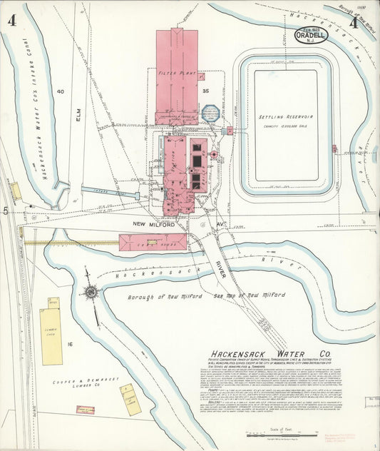 Sanborn Fire Insurance Map from Oradell, Bergen County, New Jersey (1923), Sheet #0004 - Historic Sanborn Fire Insurance Map Print, vintage old map wall art, antique decor, genealogy gift, New Jersey New Jersey map
