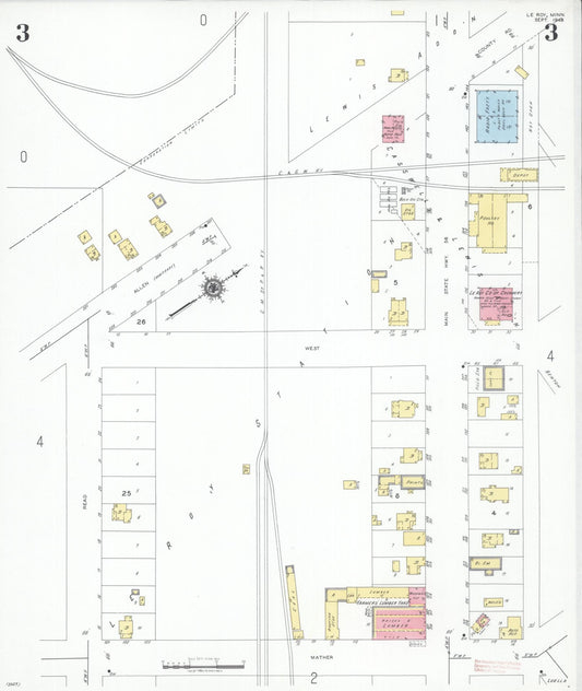 Sanborn Fire Insurance Map from Le Roy, Mower County, Minnesota (1948), Sheet #0003 - Historic Sanborn Fire Insurance Map Print, vintage old map wall art, antique decor, genealogy gift, Minnesota Minnesota map