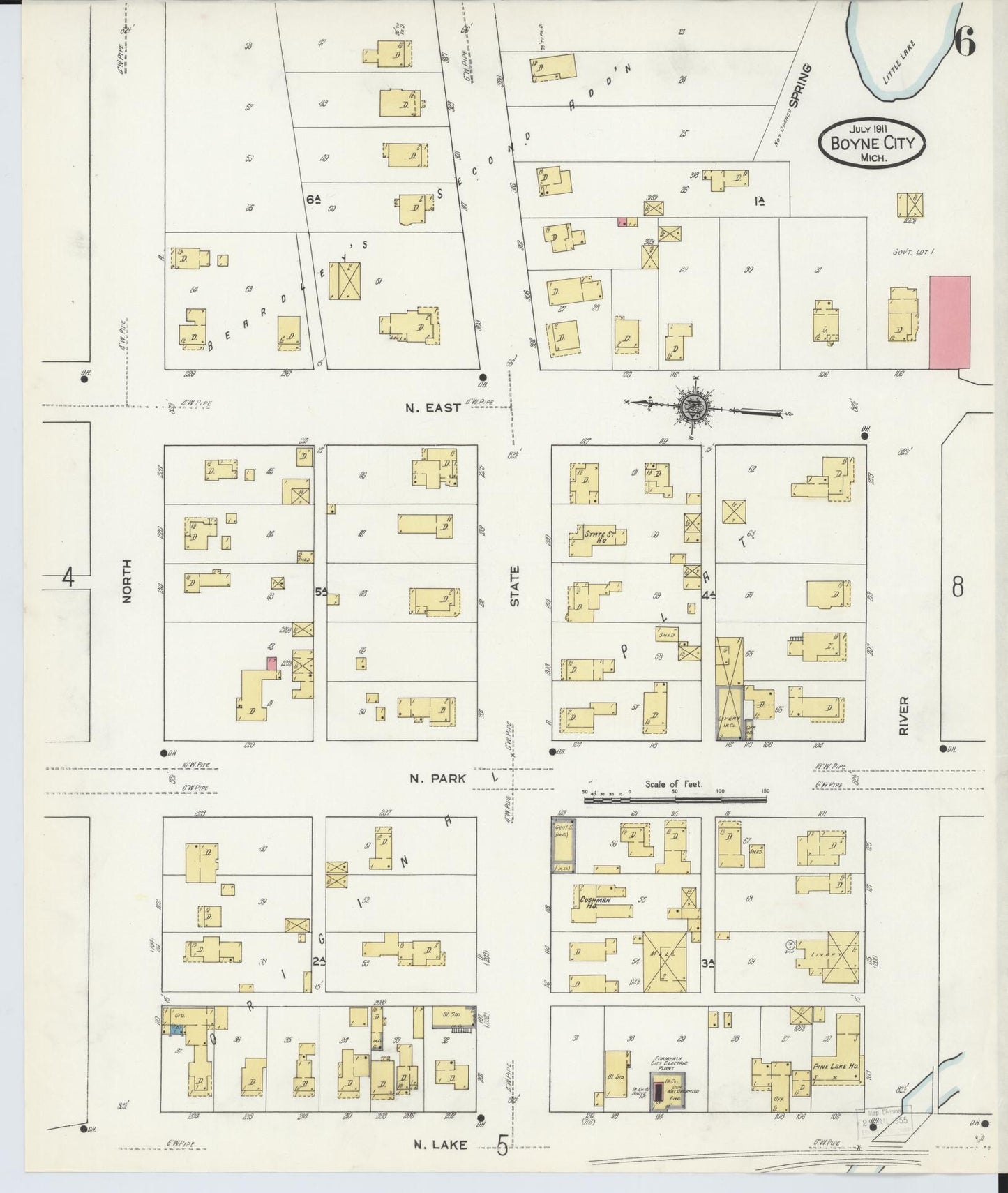 Sanborn Fire Insurance Map from Boyne City, Charlevoix County, Michigan (1911), Sheet #0006 - Complete Map Set gallery image, historic Sanborn map, vintage wall art, Michigan Michigan